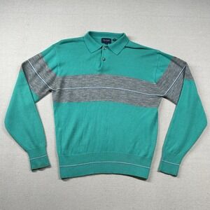 Vintage Van Heusen Sweater Mens XL Knit Polo Collared Acrylic 80s 90s College
